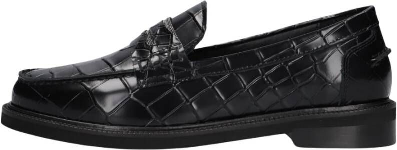 Stefano Lauran Bruine loafers met krokodillenprint voor dames