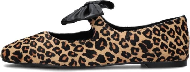Stefano Lauran Bruine Ponyhair Ballerina's met Strik Brown Dames