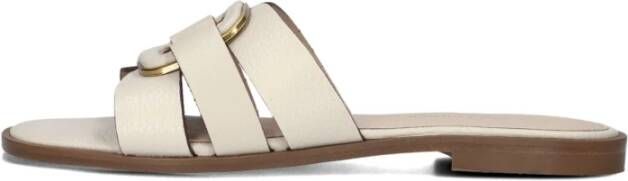 Stefano Lauran Witte leren zomer slippers