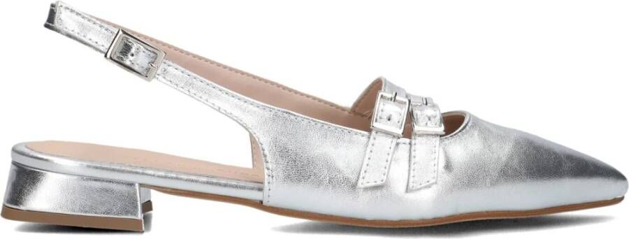 Stefano Lauran Zilveren Leren Slingbacks Marianna Schoenen Gray Dames