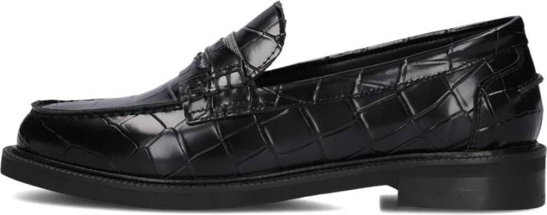 Stefano Lauran Zwarte Leren Loafers voor Vrouwen