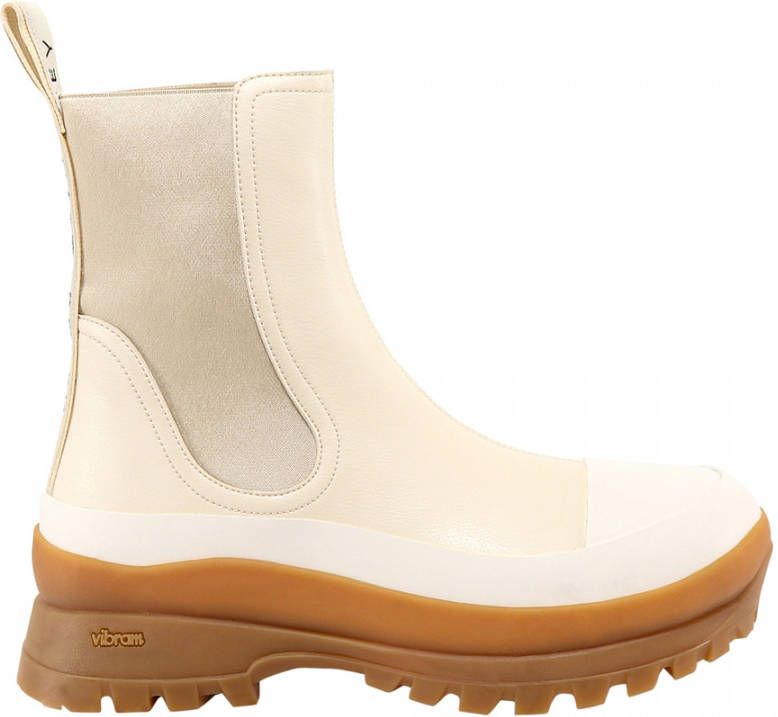 Stella Mccartney Trace Light Texture Ankle Boots in Beige Polyurethane Wit Dames
