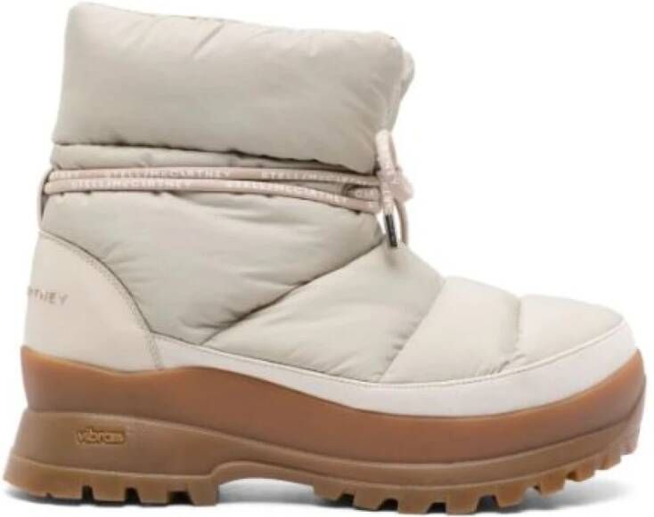 Stella Mccartney Beige Chunky Rubberen Zool Enkellaarzen Beige Dames