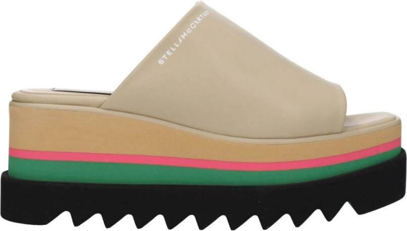 Stella McCartney Beige Leren Slipper met Sleehak