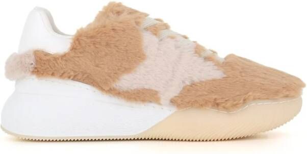 Stella Mccartney Beige Vegan Sneakers met dikke zool en vetersluiting aan de voorkant Beige Dames