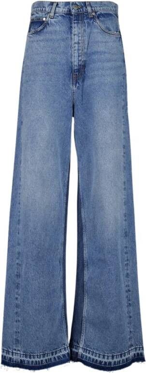 Stella McCartney Blauwe Twee-Tinten Wassing Slouchy Rechte Pijp Jeans