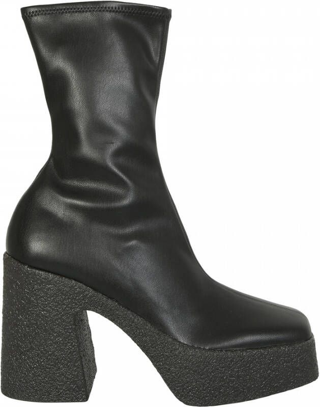 Stella Mccartney Zwarte elastische eco-leren laarzen met vierkante neus Black Dames