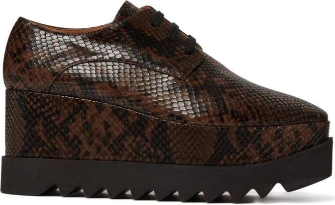 Stella McCartney Bruine Snakeskin Veterschoenen met Plateauzool
