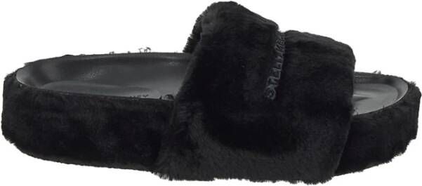 Stella Mccartney Faux-Fur Slides Stijlvolle Comfortabele Sandalen Black Dames