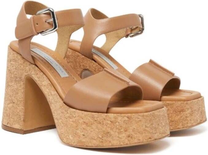 Stella Mccartney Gespte Plateau Sandalen in Kameel Brown Dames