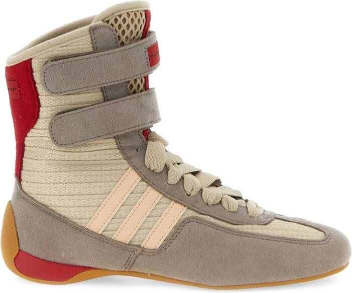 Stella McCartney Grijze Suède Sneakers met Gestreept Detail