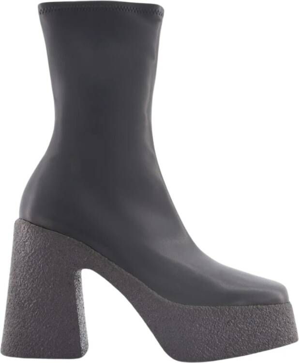 Stella Mccartney Zwarte elastische eco-leren laarzen met vierkante neus Black Dames