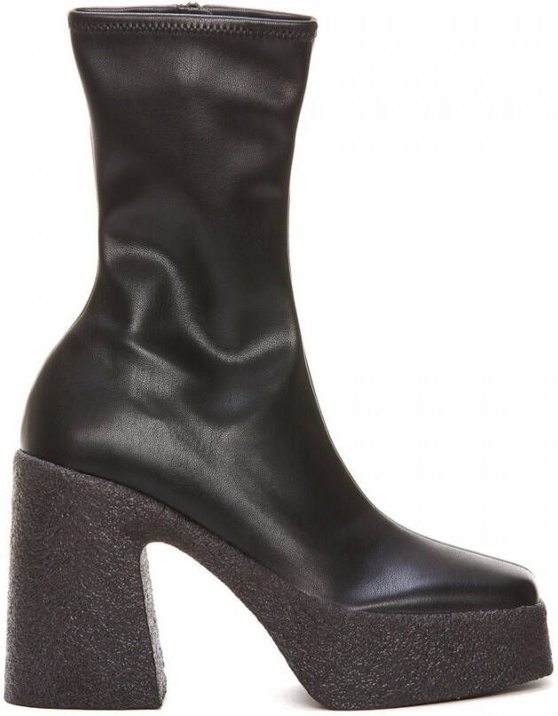 Stella Mccartney Zwarte elastische eco-leren laarzen met vierkante neus Black Dames