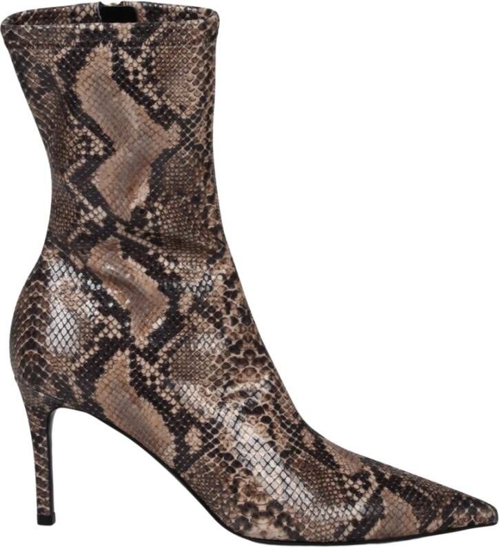 Stella Mccartney Python Print Hak Enkellaarzen Brown Dames