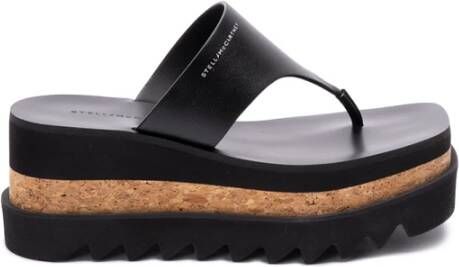 Stella Mccartney Zwarte sandalen met sleehak en vierkante neus Black Dames