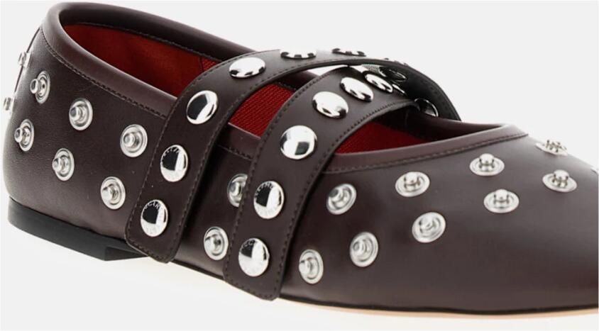 Stella Mccartney Leather Ballerina Flats With Double Straps And Stu in zwart