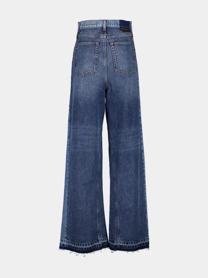 Stella McCartney Blauwe Twee-Tinten Wassing Slouchy Rechte Pijp Jeans