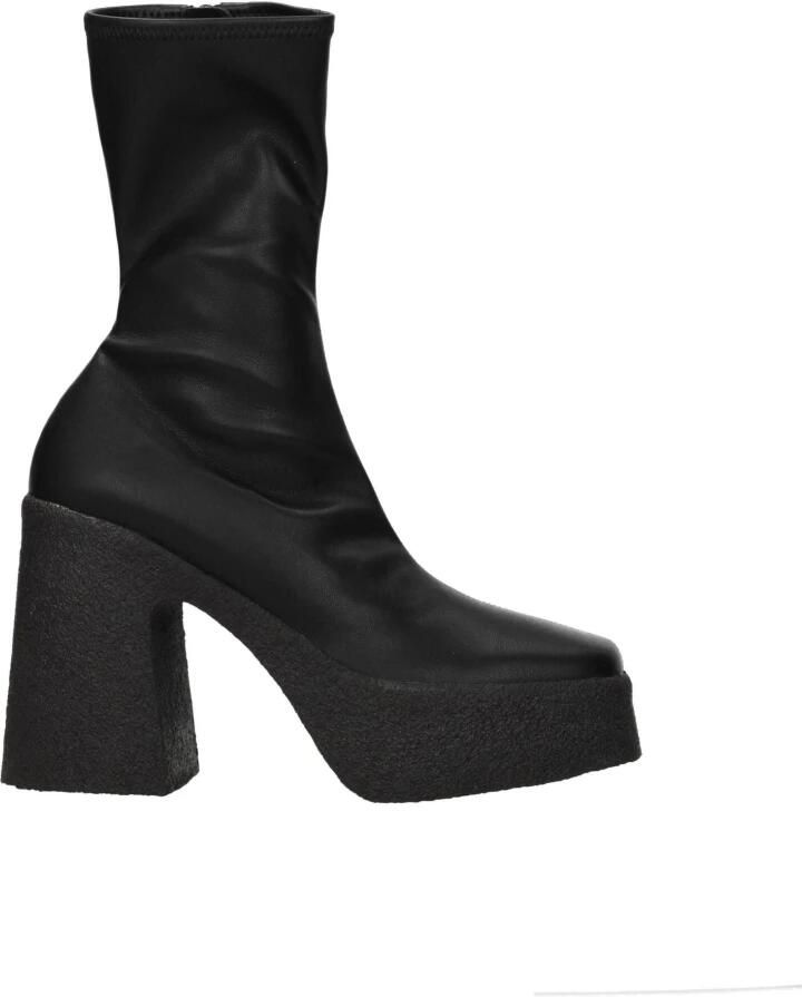 Stella Mccartney Zwarte elastische eco-leren laarzen met vierkante neus Black Dames