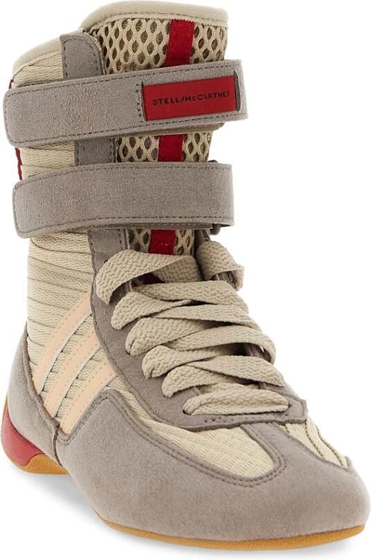 Stella McCartney Grijze Suède Sneakers met Gestreept Detail