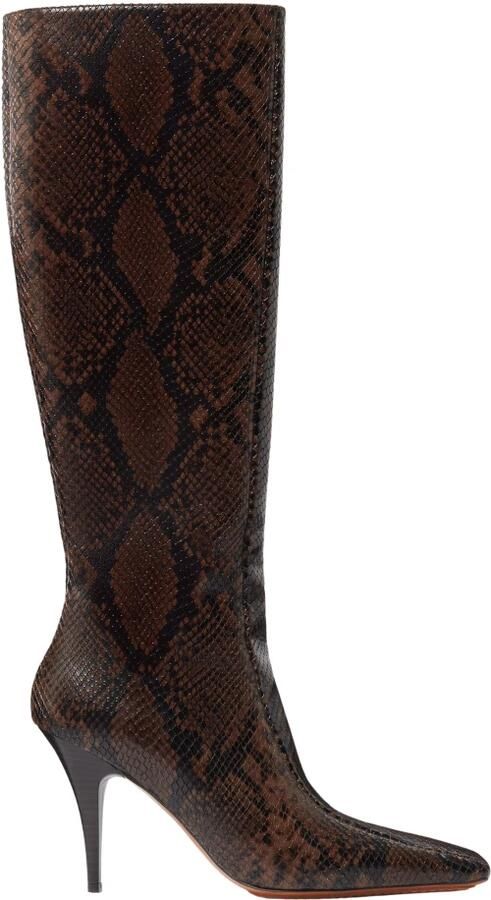 Stella McCartney Square-Toe Snake Knee-High Stiletto Laarzen