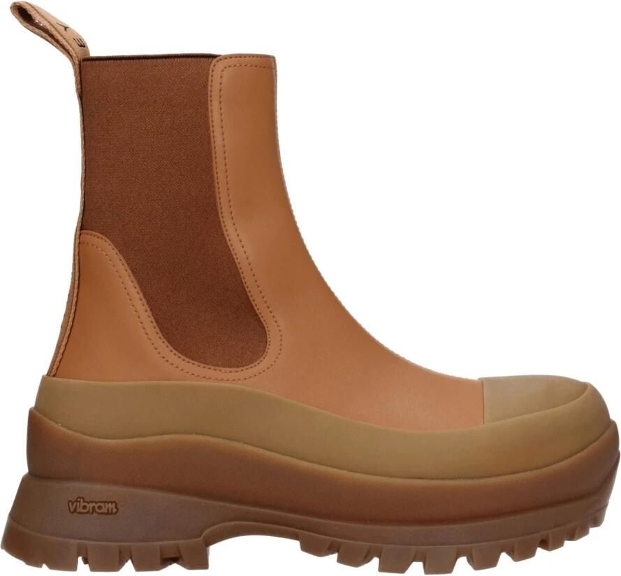 Stella McCartney Bruine leren enkellaarzen met achterlogo