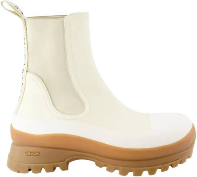 Stella Mccartney Trace Light Texture Ankle Boots in Beige Polyurethane Wit Dames