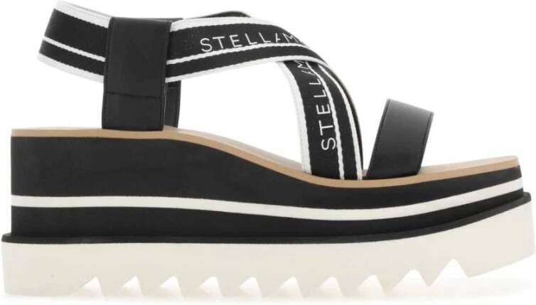 Stella Mccartney Tweekleurige stoffen platformsandalen Black Dames