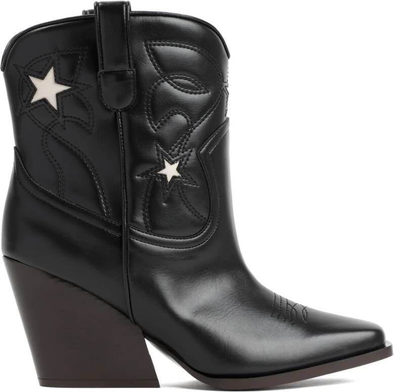 Stella Mccartney Zwarte Cowboy Enkellaarzen met Sterren Black Dames