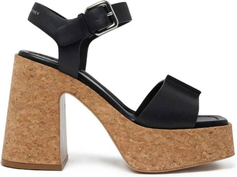 Stella Mccartney Zwarte Flatform Sandalen Black Dames