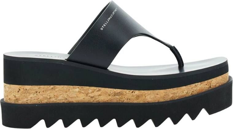 Stella Mccartney Zwarte sandalen met sleehak en vierkante neus Black Dames