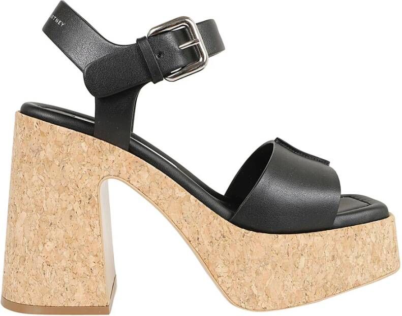 Stella Mccartney Zwarte Sporty Mat Hoge Hak Sandalen Black Dames