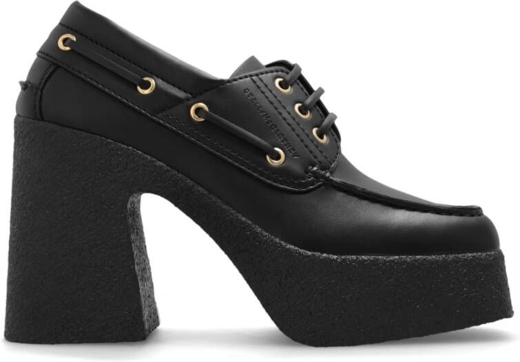 Stella Mccartney Zwarte Vegan Leren Plateau Schoenen Black Dames