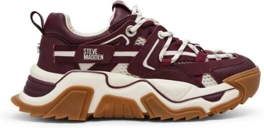 Steve Madden Bordeaux Sneakers Vetersluiting Bovenwerk van stof en synthetisch materiaal