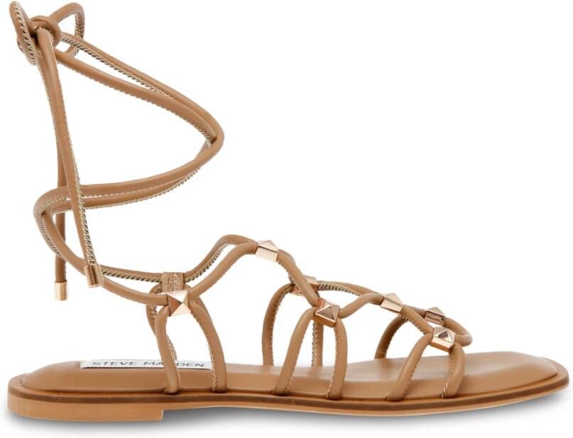 Steve Madden Geometrische Bruine Leren Sandalen Brown Dames