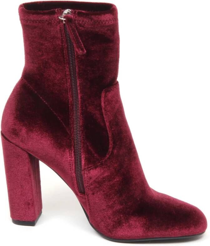 Steve Madden Fluwelen bordeaux enkellaars