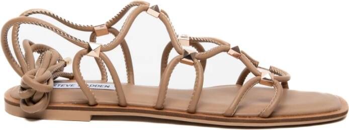 Steve Madden Geometrische Bruine Leren Sandalen Brown Dames