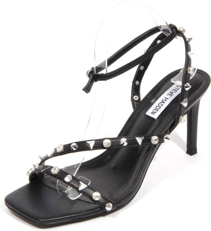 Steve Madden Glitzed Black Silver Sandaal met studs en strass