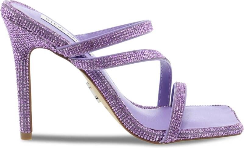 Steve Madden Hoge sandaal met hak voor vrouwen in kristal en leer Purple Dames