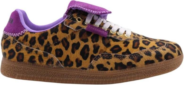 Steve Madden Ethora-L suède sneakers met panterprint beige lila - Foto 9