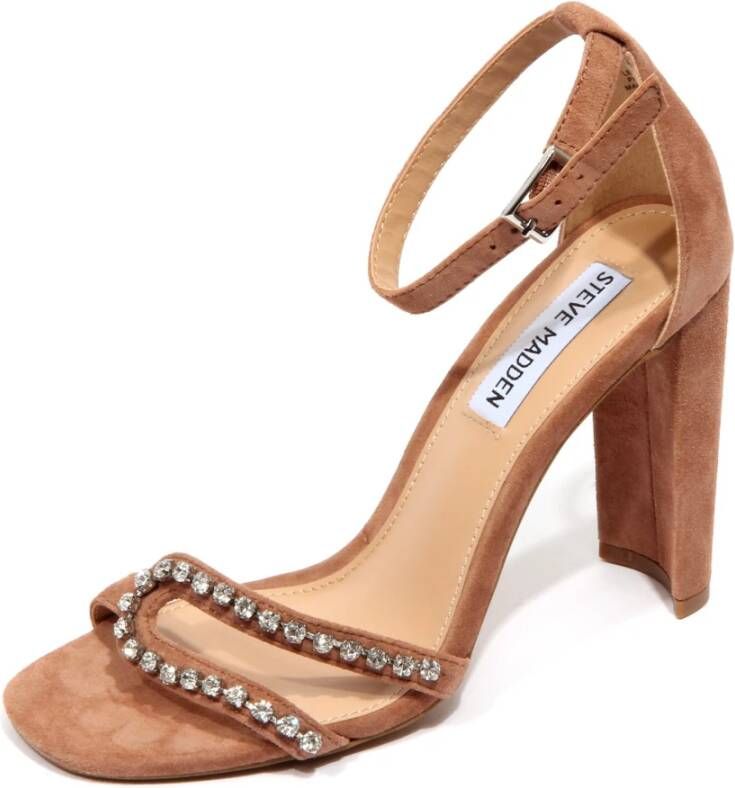 Steve Madden Jeweled Suède Sandaal in Tan
