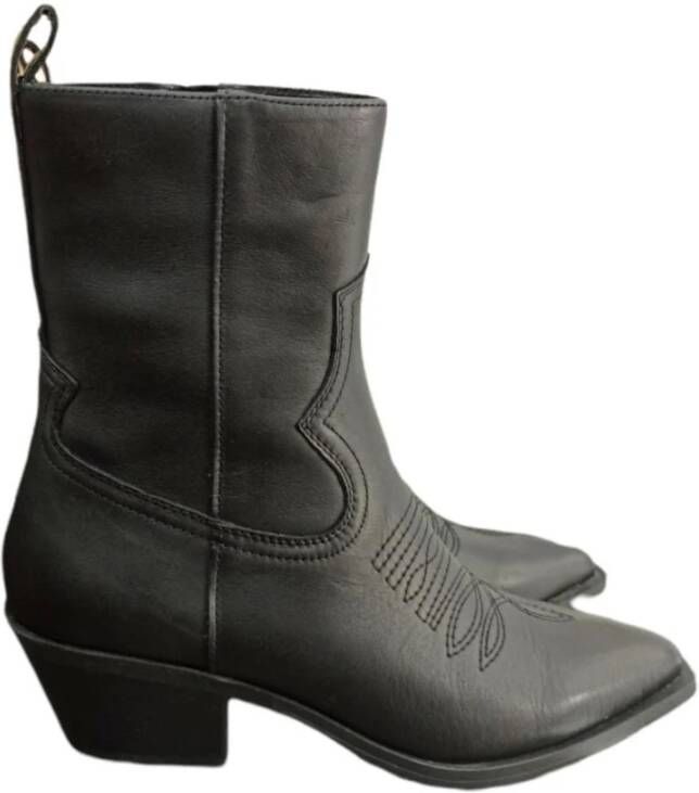 Steve Madden Zwarte leren enkellaarzen Kendal Black Dames