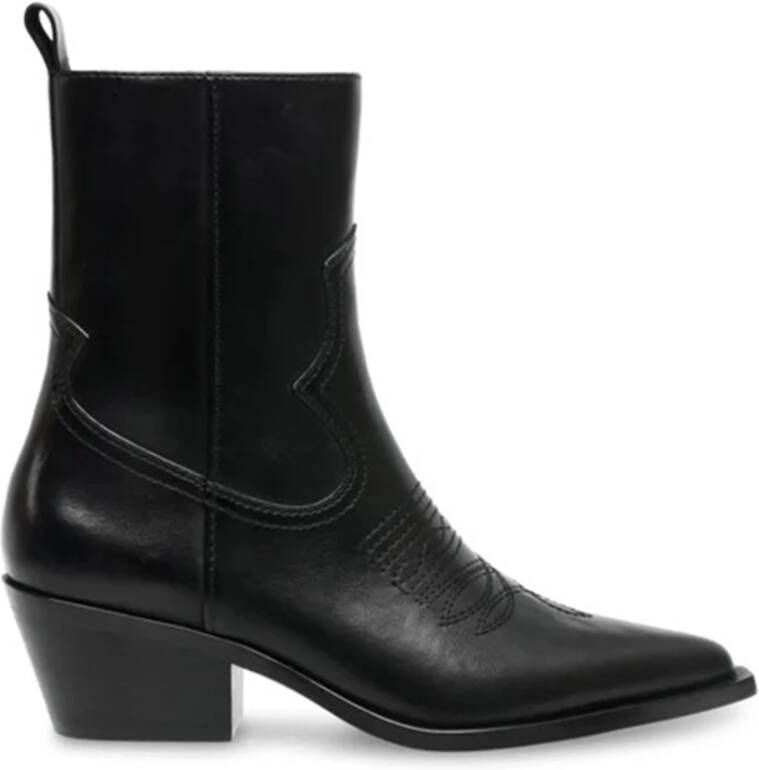 Steve Madden Kendal Zwarte Leren Enkellaarzen Black Dames