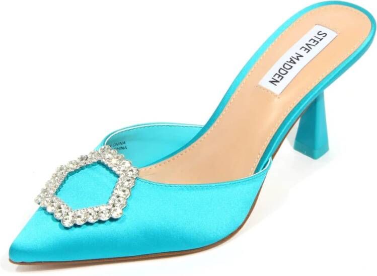 Steve Madden Stijlvolle Blauwe Satijnen Hakken Muiltjes Blauw Dames