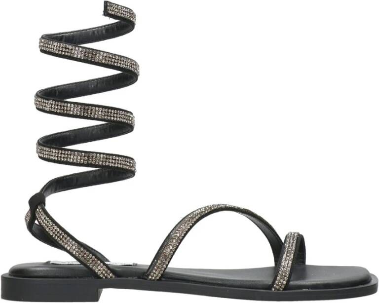 Steve Madden Rhinestone Vierkante Neus Sandalen Zwart Dames