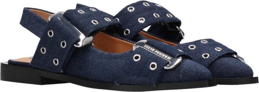 Steve Madden Denim Sandalen met Zilveren Metalen Details