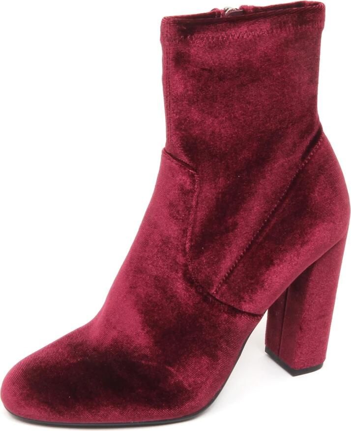 Steve Madden Fluwelen bordeaux enkellaars - Foto 2