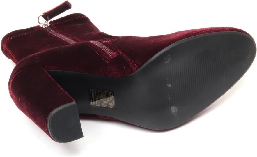 Steve Madden Fluwelen bordeaux enkellaars - Foto 3