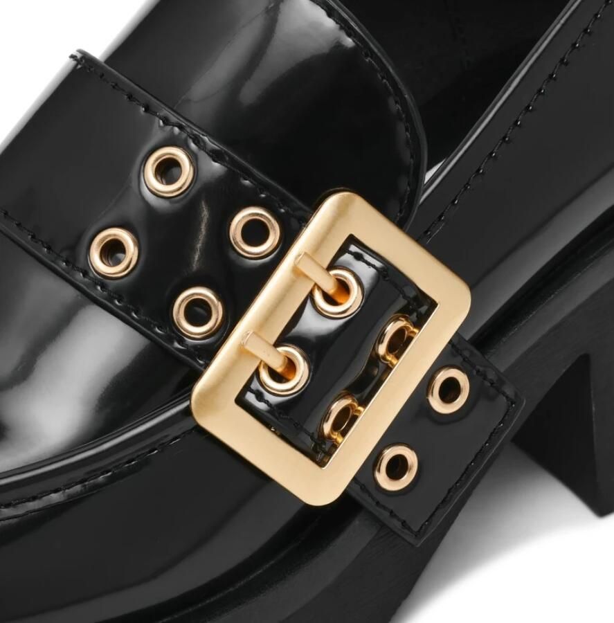 Steve Madden Zwarte loafers met gouden gesp