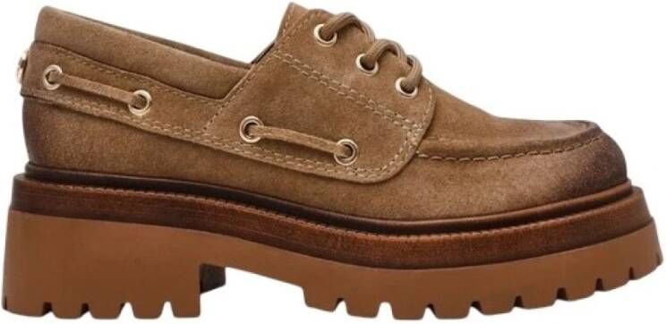 Steve Madden Taupe Loafers met Veters en Zijdetails