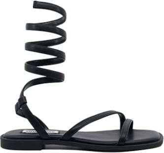 Steve Madden Trendy leren platte sandalen Azaria Zwart
